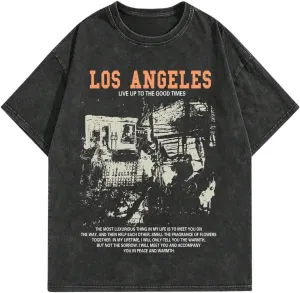 Verdusa Men's Oversized Slogan Printed Distressed T Shirts Vintage Hip Hop Tees