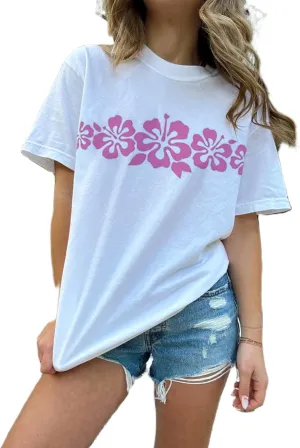 Women Teen Girls Hawaii Oversized Graphic T Shirt Y2k Short Sleeve Loose Coastal Tees Summer Preppy Retro Baggy Top