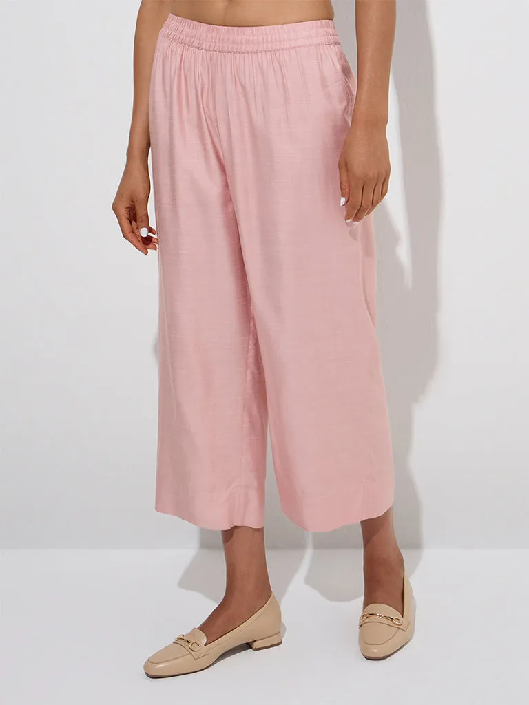 Zuba Peach Solid Ethnic Pants