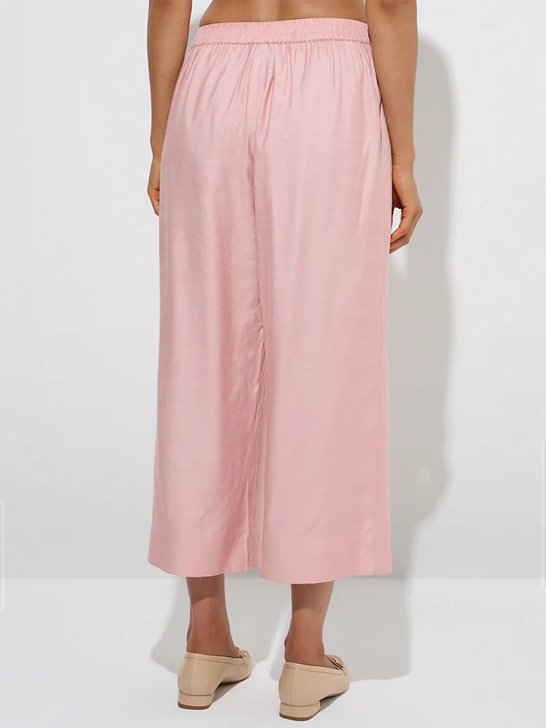 Zuba Peach Solid Ethnic Pants